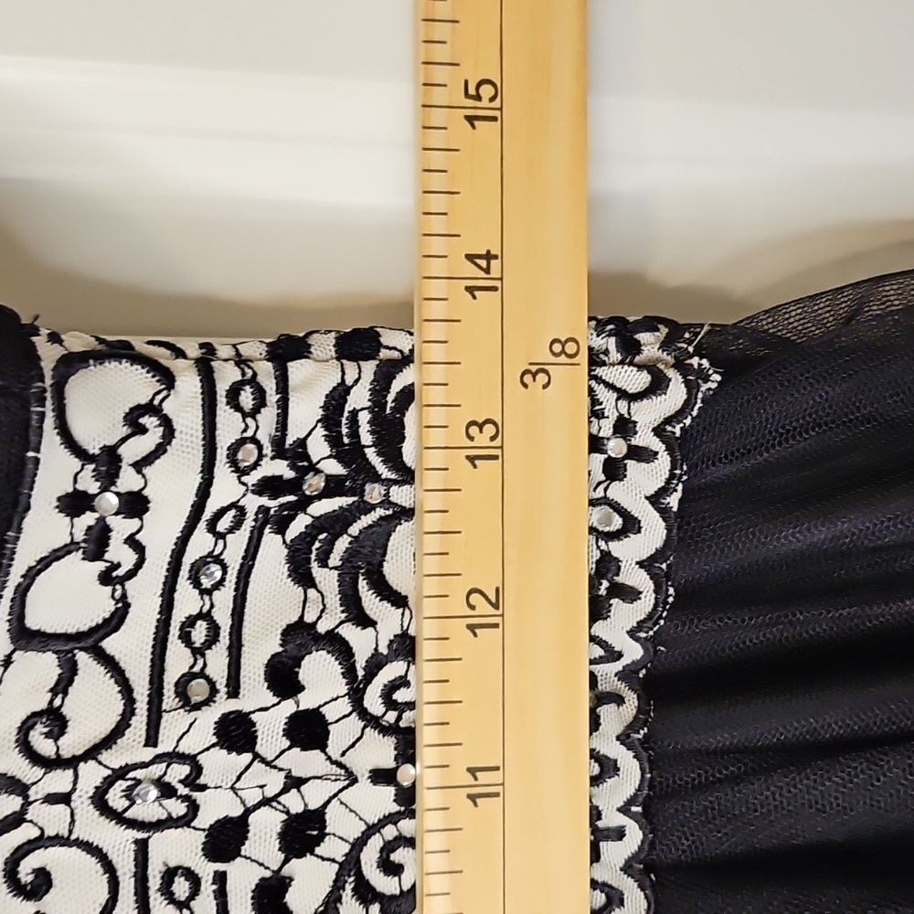 Tess Dress 6 Black Chiffon Lace Waist Cocktail Embroidered Back Zip Garden Party - Picture 13 of 14